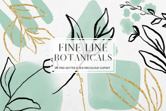 Download Fine Line Floral, Green Watercolour - Floral Collection