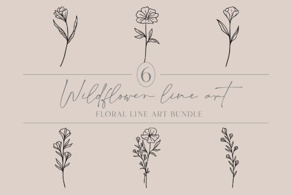 Download Floral Line Art Bundle | Cute Wildflower - Floral Collection