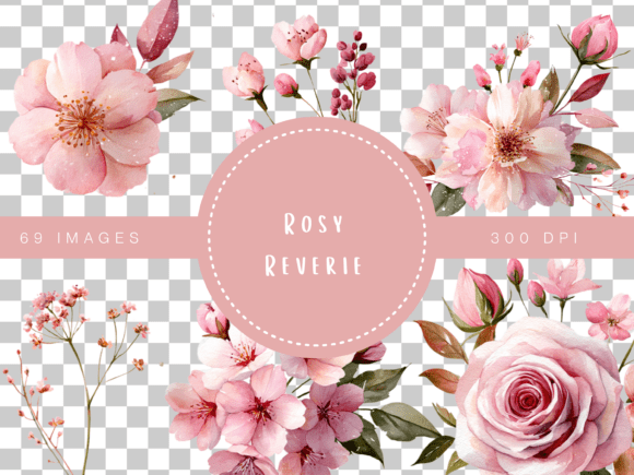 Download Rosy Reverie Watercolor Floral Clipart C - Floral Collection