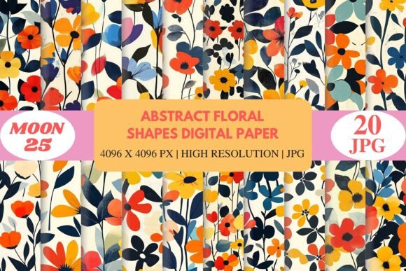 Download Abstract Floral Shapes Digital Paper - Floral Collection