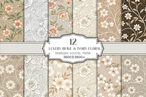 Download Luxury Beige &amp; Ivory Floral Seamless - Floral Collection