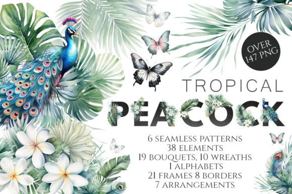 Download Tropical Floral and Peacocks - Floral Collection