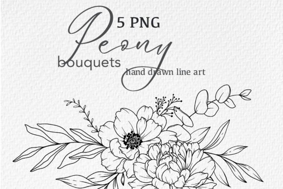 Download Peony LINE DRAWING, Floral Line Art - Floral Collection