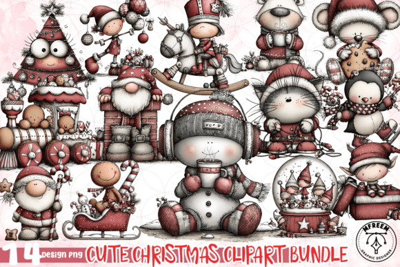 Download Cute Christmas Clipart Bundle PNG - Christmas clipart Collection