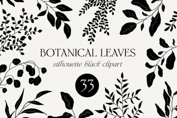 Download Botanical Black Floral Leaves Clipart - Floral Collection