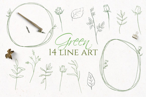 Download Green Floral Line Art - Floral Collection
