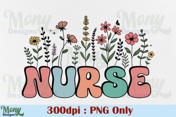 Download Retro Nurse PNG, Floral Flower Design - Floral Collection