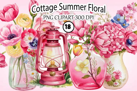 Download Whimsical Cottage Summer Floral Clipart - Floral Collection