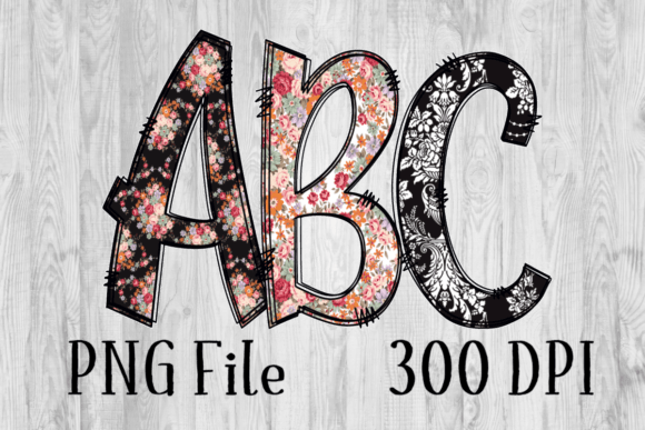 Download B &amp; W Floral Alphabet - Floral Collection