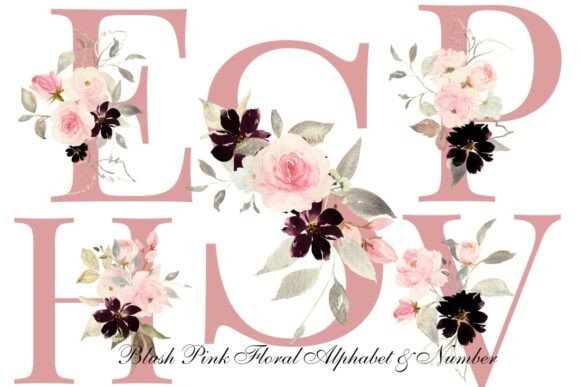 Download Blush Pink Floral Alphabet &amp; Number PNG - Floral Collection