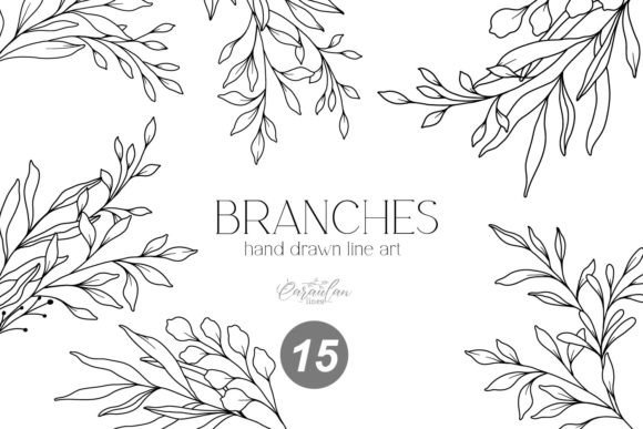 Download GREENERY LINE DRAWING, Floral Line Art - Floral Collection