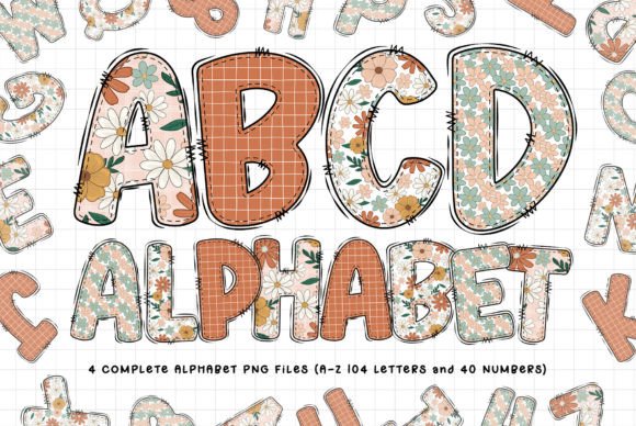 Download Retro Summer Floral Alphabet Sublimation - Floral Collection