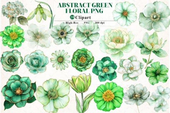 Download Abstract Green Watercolor Floral Clipart - Floral Collection