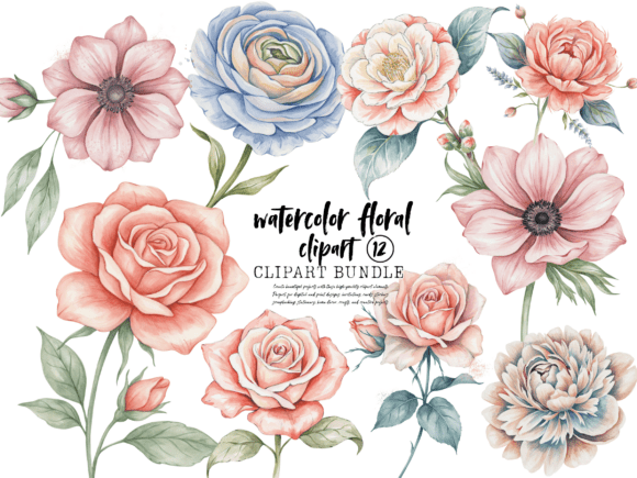 Download Watercolor Floral Clipart Bundle - Floral Collection